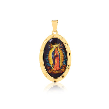 18K Gold Layered Oro LaminadoEnamel Our Lady of Guadalupe Pendant 31.0081/17